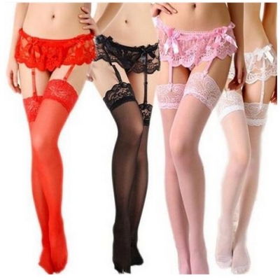 Contains Adult sexy sexy transparent lace garter + T-piece pants