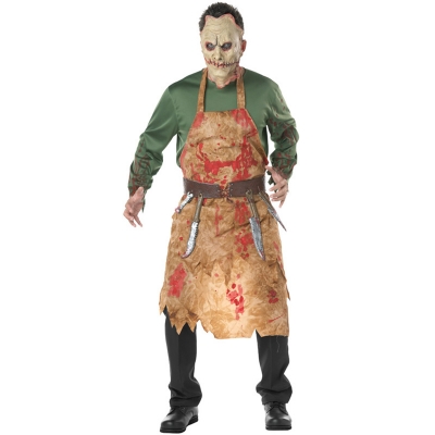 Halloween bloody butcher cooks COS clothes male models blood loaded zombie suit
