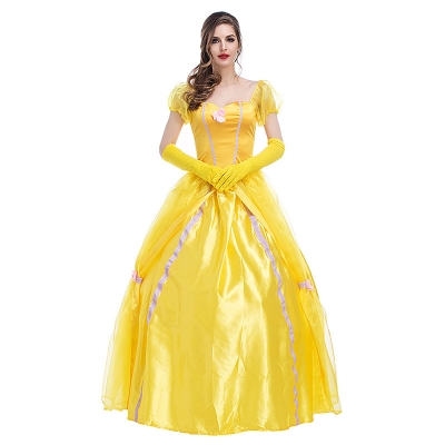 Halloween princess skirt yellow fairy dress European retro palace court fairy tale theme costume dress