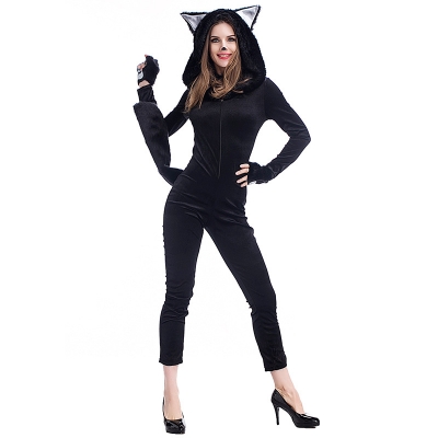 2017 new Halloween costume cosplay sexy black cat conjoined clothing panda animal play