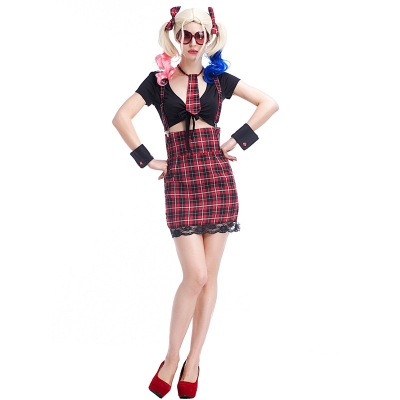 Fun suit students installed night uniforms plaid harness students school college style role play suit clothing