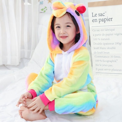 Flannel Rainbow Pegasus Animal Siamese Sleepwear Children's Home Wear