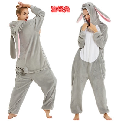 Flannel new rogue rabbit animal one-piece pajamas new listing men and women autumn and winter home service