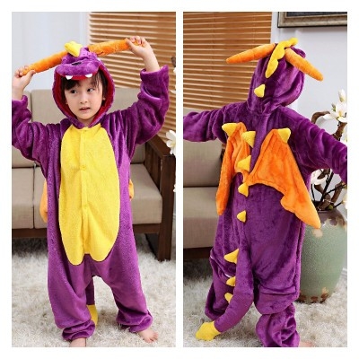 New autumn and winter children's cartoon one-piece pajamas flannel thickened toilet cute animal home costumes