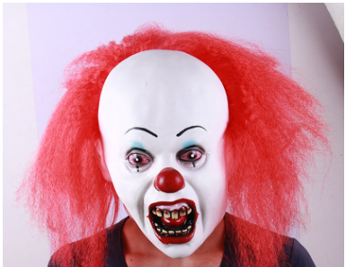 New Clown Back to the Soul 2 Mask Headgear Red Hair Scary Latex Ghost Demon Clown Red Hair Mask