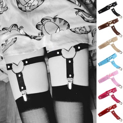 European and American Harajuku punk love heart-shaped leather handmade simple punk hip-hop leg ring foot ring garter belt