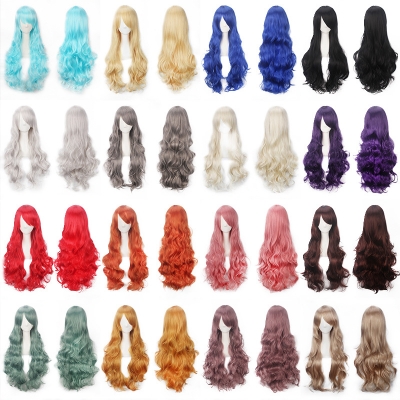 Cos Anime Wig Multicolor 80CM Universal Long Curly Hair European and American Ladies Wig Wholesale