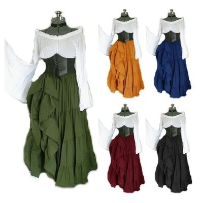 New party European and American long-sleeved dress women's Renaissance medieval dress
