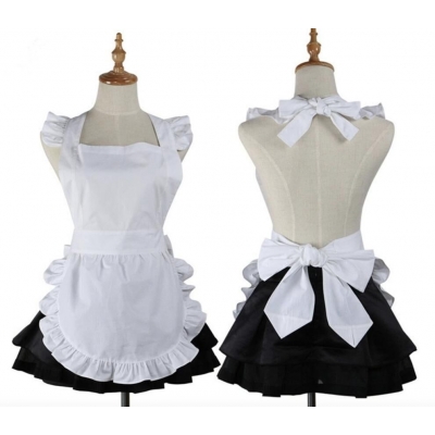 Pure white Korean style apron palace dress Japanese maid rose red princess lace apron the same style in Korean drama