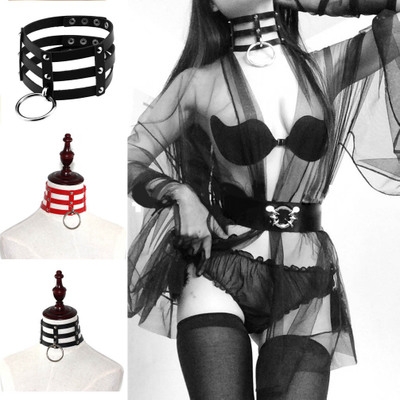 Harajuku fashion punk gothic rivet necklace handmade three-row cage necklace leather collar necklace