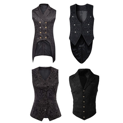 2021 new medieval retro gothic steampunk jacquard vest stage cos suit