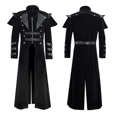European and American Halloween Medieval Resumption Palace Banquet Dress Zipper Split Long Windbreaker COS Stage Performance Costume