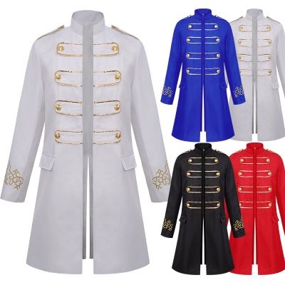 New foreign trade European and American men's Phnom Penh coat fashion steam retro embroidered men's uniform stand collar clothing