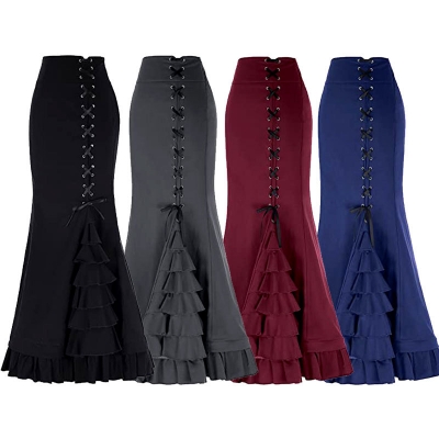 European and American large size women's Victorian steampunk frill fishtail mermaid skirt Halloween cosplay