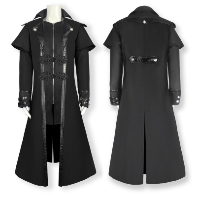 Retro medieval stage costumes gothic punk vampire coat mid-length British punk trench coat
