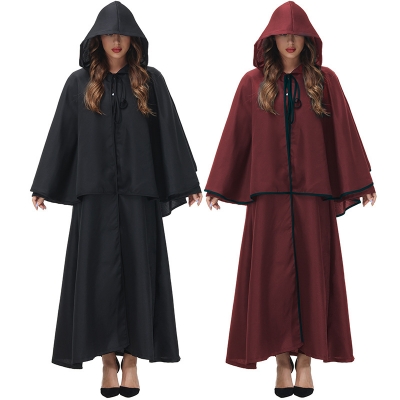 Halloween Horror Cape Medieval Robe Wizard Costume Parent-Child Costume Red Black Magic Cape