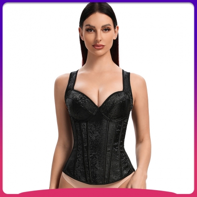 Sexy Ladies Side Zip Corset Vintage Corset Elastic Strap Straps Chest Holder Tie Waist