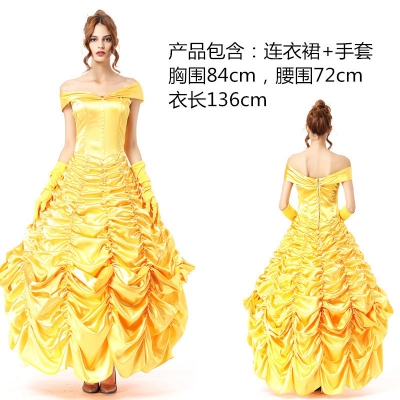 2022 new fairy tale yellow princess Belle beauty and the beast temperament princess costume stage costume