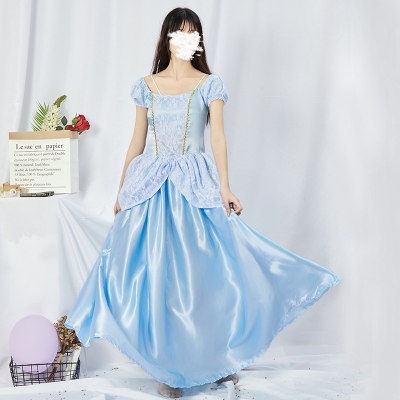 Halloween real shot European and American blue court dress Sissi fairy tale Cinderella cos costume