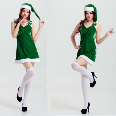 New European and American Christmas clothing Green Elf Green Christmas Server Adult Night Shop Step Stage Performance Service