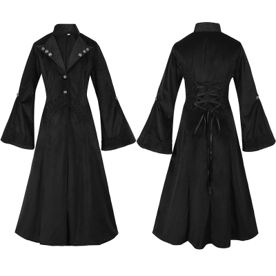 Gothic Women's Women's Coat Long Ending Collement Extraceaeded Lace Embroidery Staggt Stage Performance