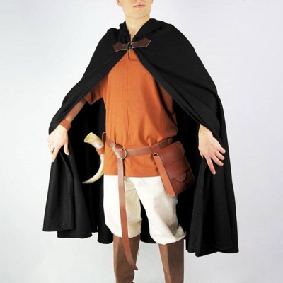 Men's long cape hooded medieval vampire pirate robe old Ranger canary