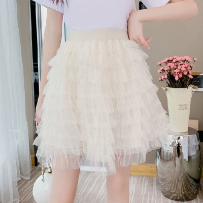 2023 summer new fairy short style high waist sexy half skirt A-line mesh gauze layer Peng peng cake short skirt women's wear