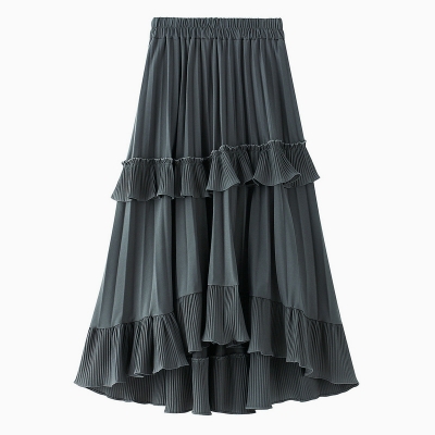 Boxer skirt female autumn A -line pleated skirt 2023 new front and short lotus leaf edge irregular cake skirt