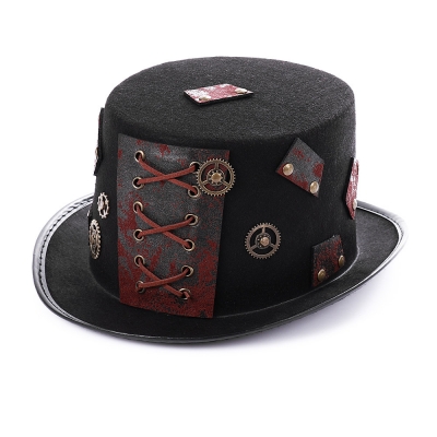 Halloween Festival Rave Day props cos Heavy metal top hat retro Goth steampunk hat