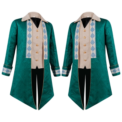 Euro-american men's steampunk medieval tuxedo Gothic Victorian jacquard coat uniform