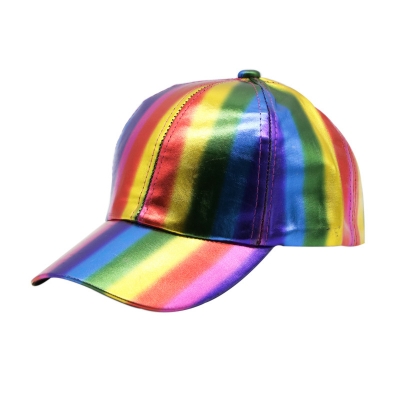 New PU colorful rainbow baseball cap duck cap