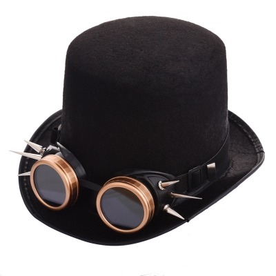 Steampunk Riveted goggles Top Hat Retro punk spiked hat Goth cosplay accessories