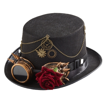 Halloween Dance party COSPLAY Props Steampunk Retro Gear Rose Goggle-top hat