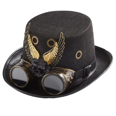 Steampunk Top hat cosplay Ball Victorian period goggles Wing gear Jazz hat