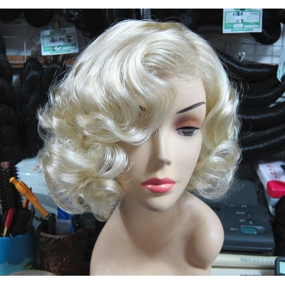 Marilyn Monroe wig blonde European American women short curly hair
