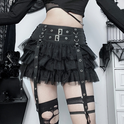 Summer 2023 new fashion dark dark trendy hot girl sexy versatile body net yarn cake skirt women