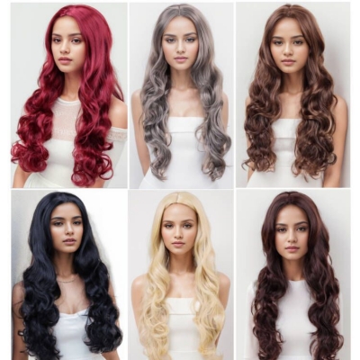 Hot selling middle part big wave long curly hair wig fluffy black long hair European and American ladies African chemical fiber high temperature silk