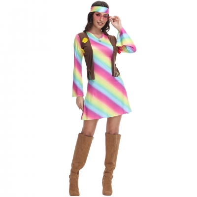 Music festival party retro 70s disco hippie disco Halloween stage performance costume