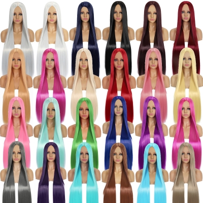 100CM1 meter middle part cosplay wig black pink multi-purpose straight hair anime long style spot