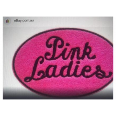 Pink embroidered patch 9cm lenght x5cm Hot melt adhesive on the back