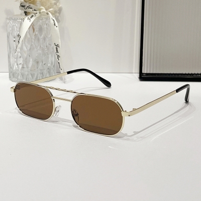 2024 new double beam sunglasses European and American fashion brand of personalized square narrow box fashion sunglasses men and women