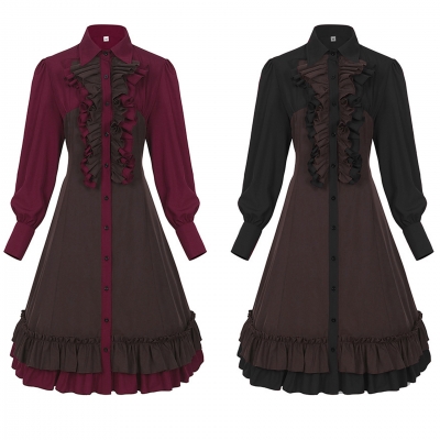 The new Halloween Halloween Palace Dress Large -size shirt Uncorbed hem retro skirt