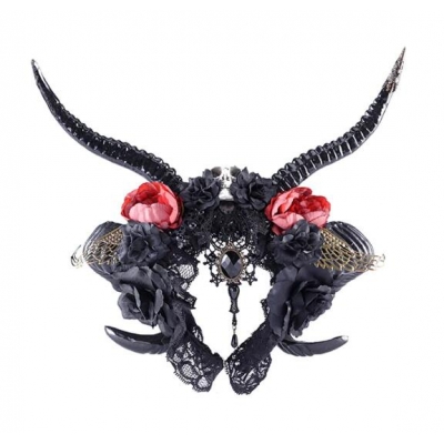 Black Antelope Horo hair hoop lace rose Angel wings Diablo diverse Gothic Lolita Japanese hair accessories