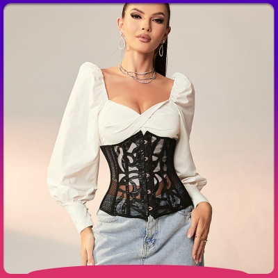 New product European and American beams, waist and waist with summer breathable mesh, slim wafer, small waist trendy corset