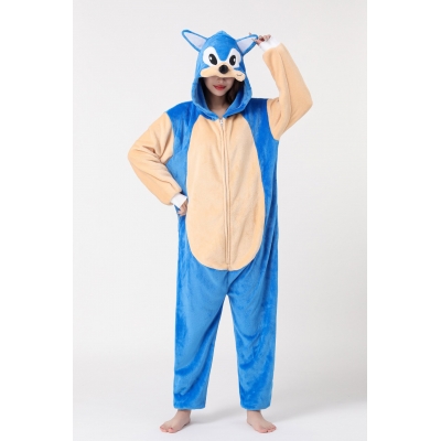 New arrival flannel cartoon animal one-piece pajamas fox Sonic