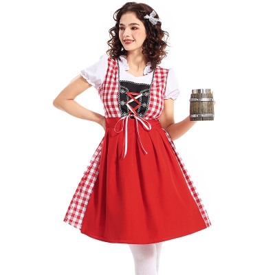 Germany Munich Bavaria national traditional costume red checkered beer festival