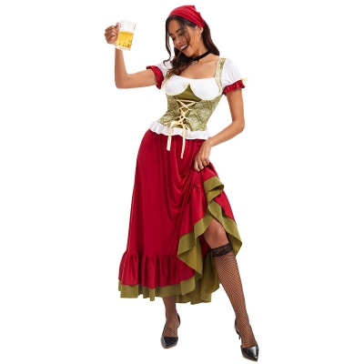 German Munich Women's Oktoberfest Costume Beer Girl Performance Costume Halloween Bar Ding Dong Work Costume Women's Clothing