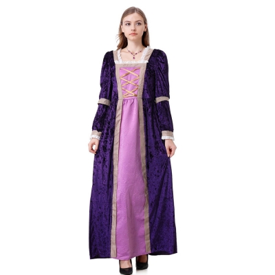 Halloween costume gold velvet trumpet sleeves retro medieval European court long stage party costume