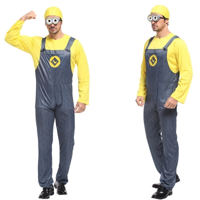 Halloween cosplay costumes, adult Minions party dance costumes, yellow male soldiers