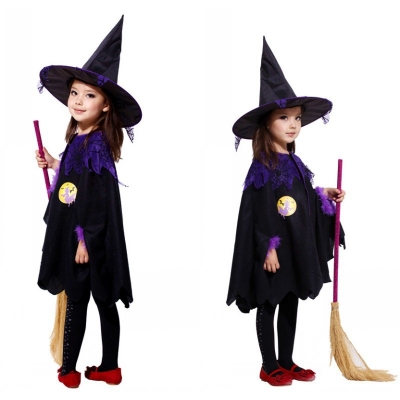 Halloween children's costumes, flower girl dresses, performance costumes, Christmas masquerade witch capes